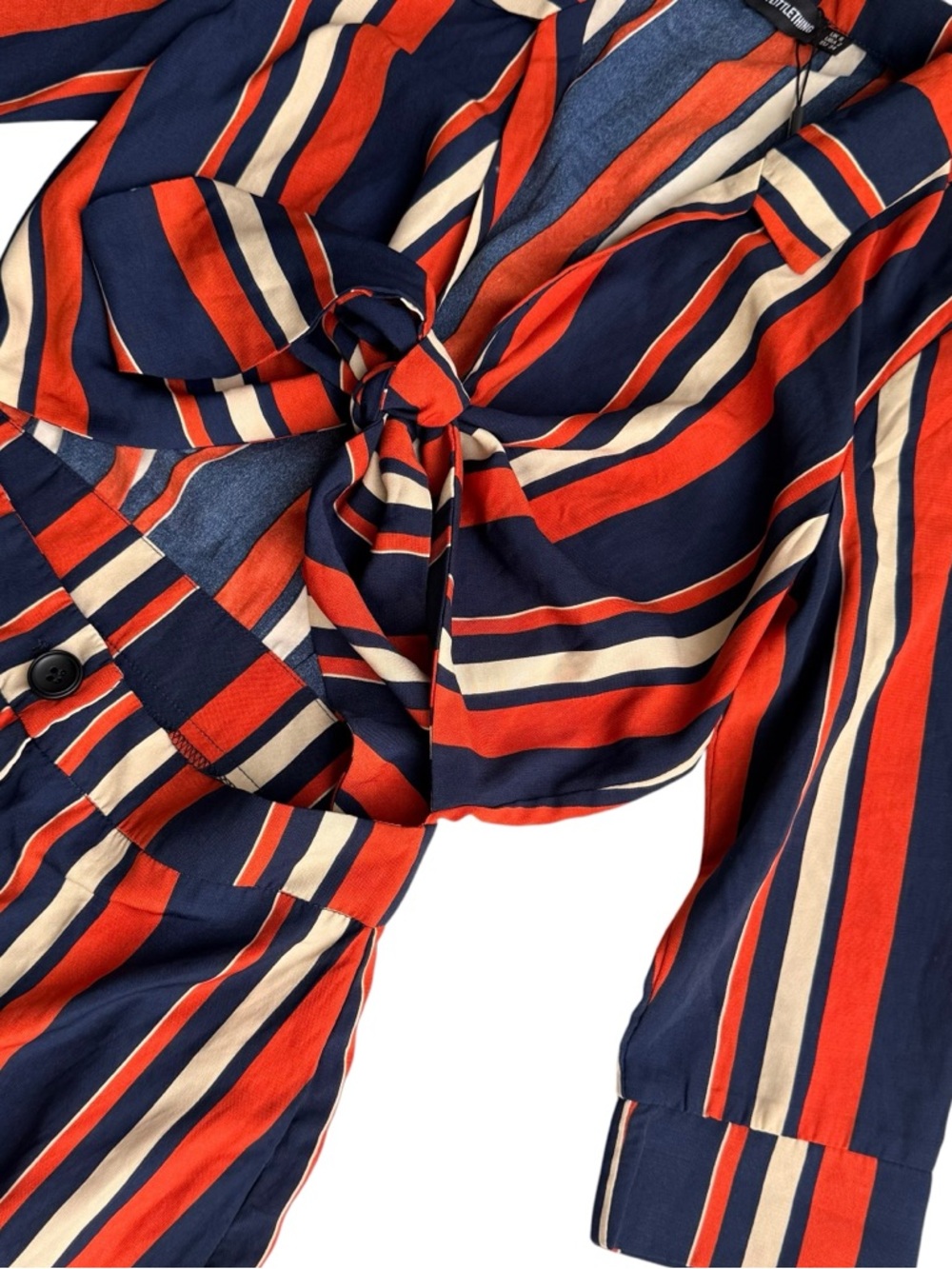 NWT PrettyLittleThing Striped Tie Front Jumpsuit US 2 - Picture 4 of 7